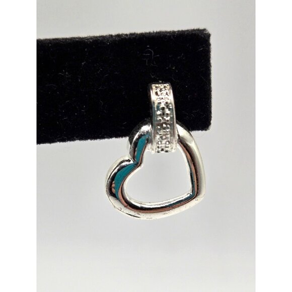 Sterling Heart Dangle Stud Earrings NIB comes with Grey Velvet box .75" - Picture 3 of 10